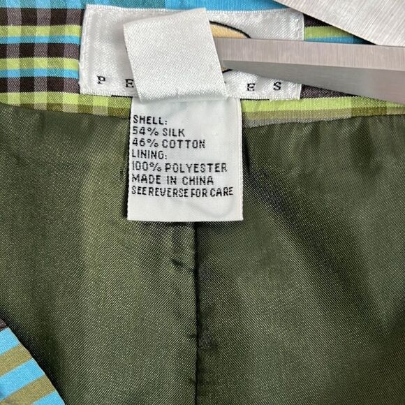 Talbots Petites Cropped Silk Blend Plaid Pant, Green/Blue, Size 12 P - Picture 9 of 14